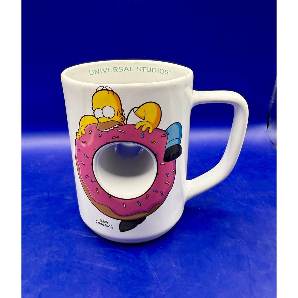 The Simpsons Homer Donut Hole Mug Universal Studios 2012 Mmm Carbs!